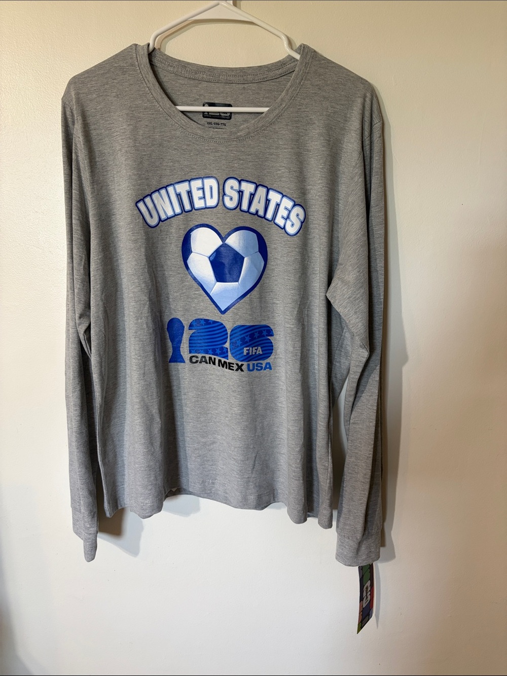United States Long-Sleeve Soccer Graphic Tee - Gray & Blue FIFA MEX USA